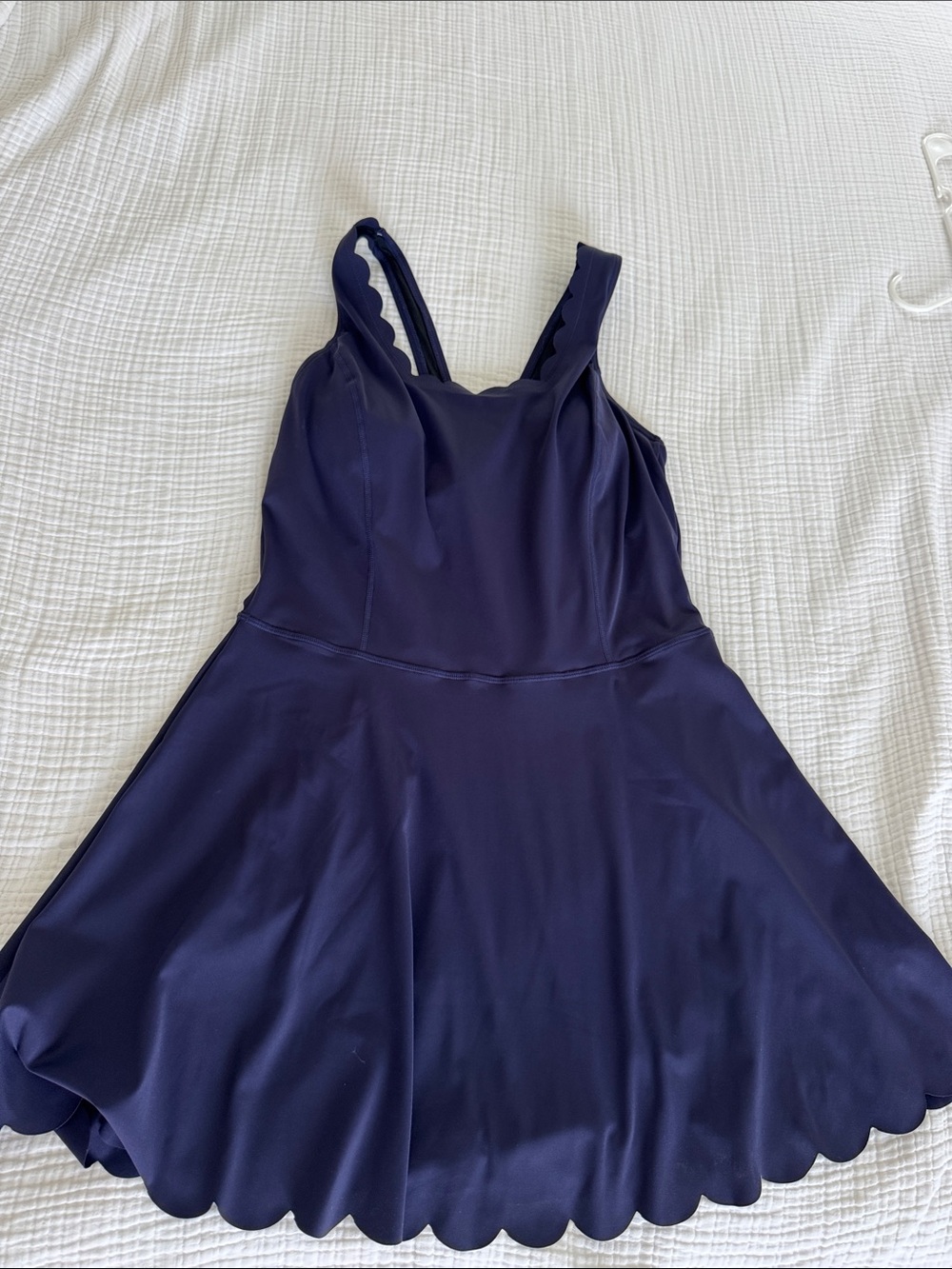 Amazon Navy Scalloped Swimdress with A-Line Skirt